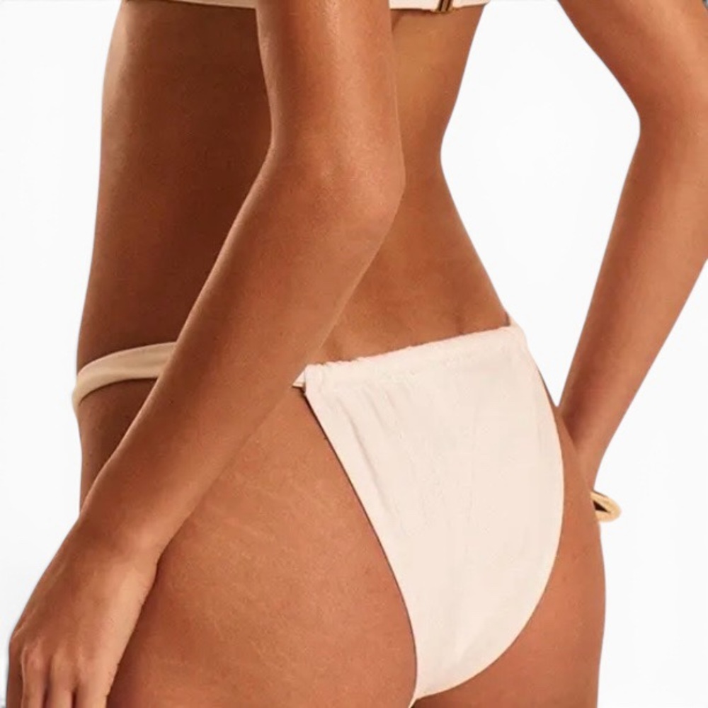 PrettyLittleThing Cream Ruched Tanga Bikini Bottom Size 6 - Picture 2 of 7